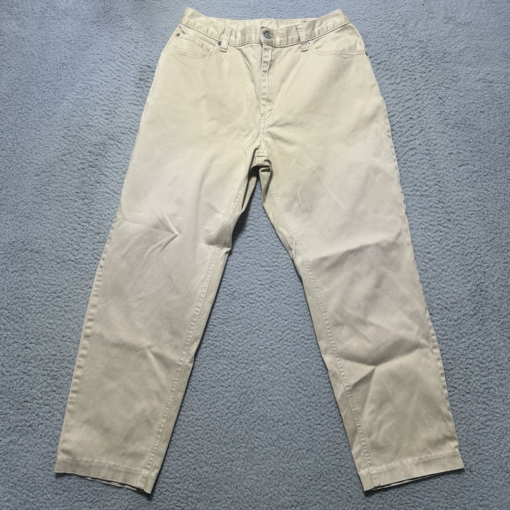 Vintage Women's Levi's 550 Relaxed‎ Fit Tapered Tan Denim Jeans 12 Y2K Preppy
